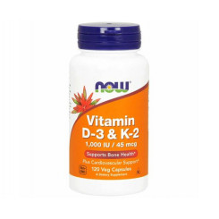 NOW Foods Vitamin D3 + K2 1000 IU 120 kapslí