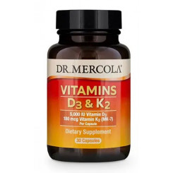 Dr. Mercola Vitamín D3 5000 IU, K2 180 mcg, 30 kapslí