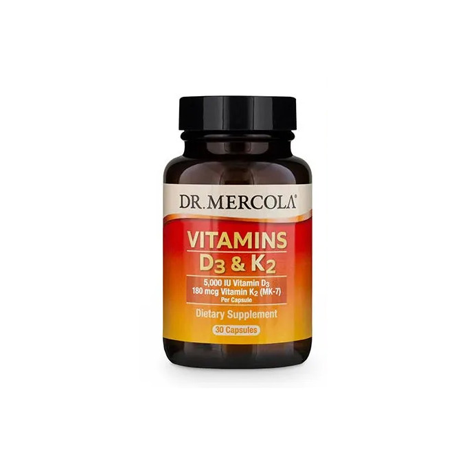 Dr. Mercola Vitamín D3 5000 IU, K2 180 mcg, 30 kapslí