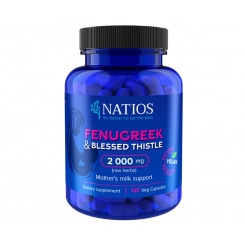 Natios Fenugreek & Blessed Thistle Extract, Pískavice & Benedikt, 2000 mg, 120 veg. kapslí